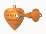Coppery Inscripted Heart and Key Vintage Charm Set