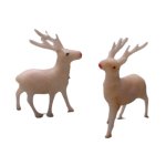 White Reindeer Vintage Plastic Miniatures (2)