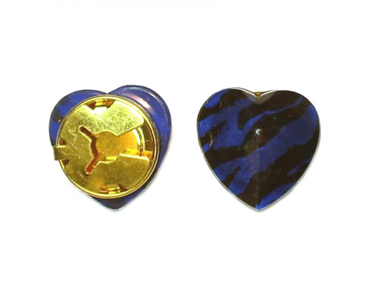 80's Blue Heart Button Covers (6) - Click Image to Close