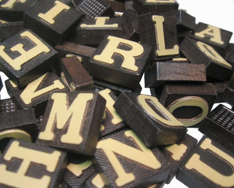 Black + White Wooden Letter Tiles (3) - Click Image to Close