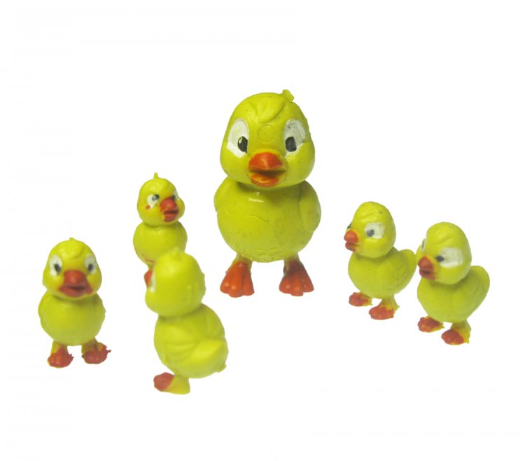 Silly Chicken Family Vintage Miniature 6pc Set - Click Image to Close