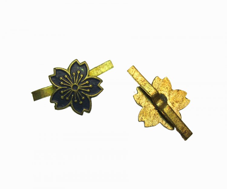 Brass + Enamel Flower Vintage Fasteners (6) - Click Image to Close
