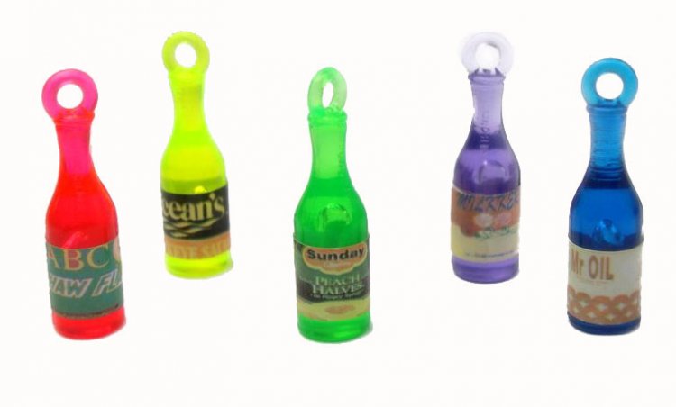 Assorted Neon Plastic Bottle Charms (6) - Click Image to Close