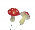Red + White Polka Dot Vintage Plastic Mushrooms (3)