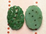 Green Floral "Carved" Glass Cabochon (2)