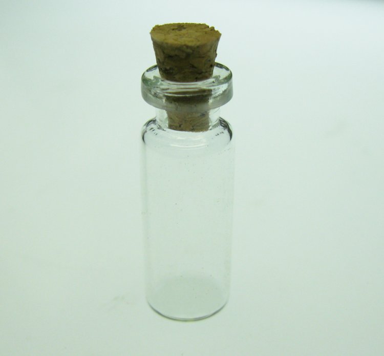 Little Glass Bottles with Cork Stoppers (3) - Click Image to Close