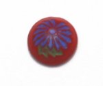 Red Glass Cabochon with a Blue Flower (6)