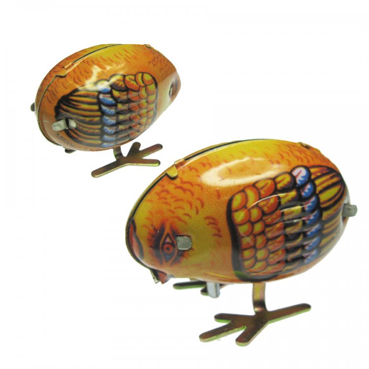 Pecking Chicken Wind Up Litho Tin Toy - Click Image to Close