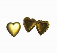NO LOOP Vintage Brass Heart Pocket Token Lockets (6)