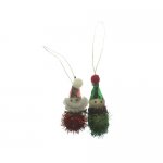 Kitschy Pom Pom Santa or Elf Miniature Vintage Ornament