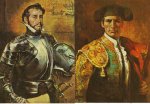 2pc 5" x 7" Vintage Litho Print Set : Matador + Knight