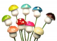 Spun Cotton Mini Mushrooms (3)