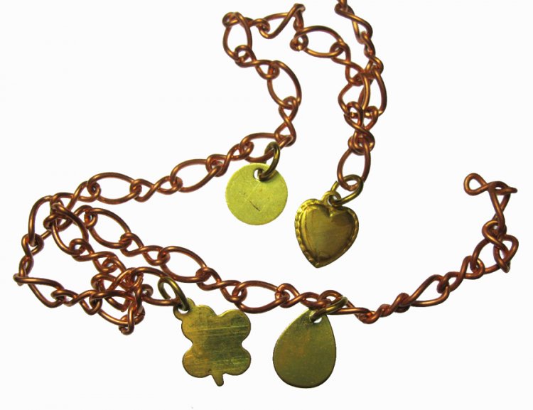 3' Length of Copper + Brass Vintage Charmed Chain - Click Image to Close