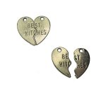 "BEST WITCHES" Heart Charm Pair