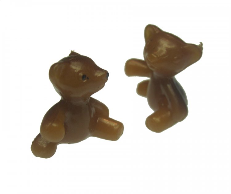 Brown Plastic Vintage Teddy Bear Miniatures (6) - Click Image to Close