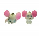2pc Cartoony White Mice Vintage Miniatures
