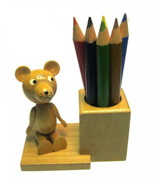 Bear Vintage Wooden Pencil Holder, Germany - Click Image to Close