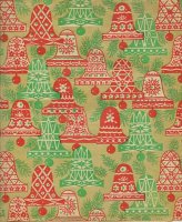 Vintage Gift Wrap Sheet : Red + Green Bells