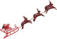 Santa + Sleigh with Six Reindeer Mini Retro Decoration