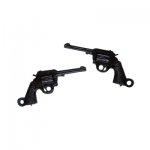 Black Six-Shooter Pistol Gun Plastic Charms (6)
