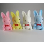 Pastel Flocked Miniature Bunny Rabbit