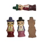 Hand Painted People Wearing a Hat Vintage Wooden Mini Flat Backs(3)