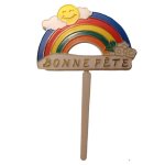 Rainbow "BONNE FETE" Vintage Happy Birthday Picks (3)