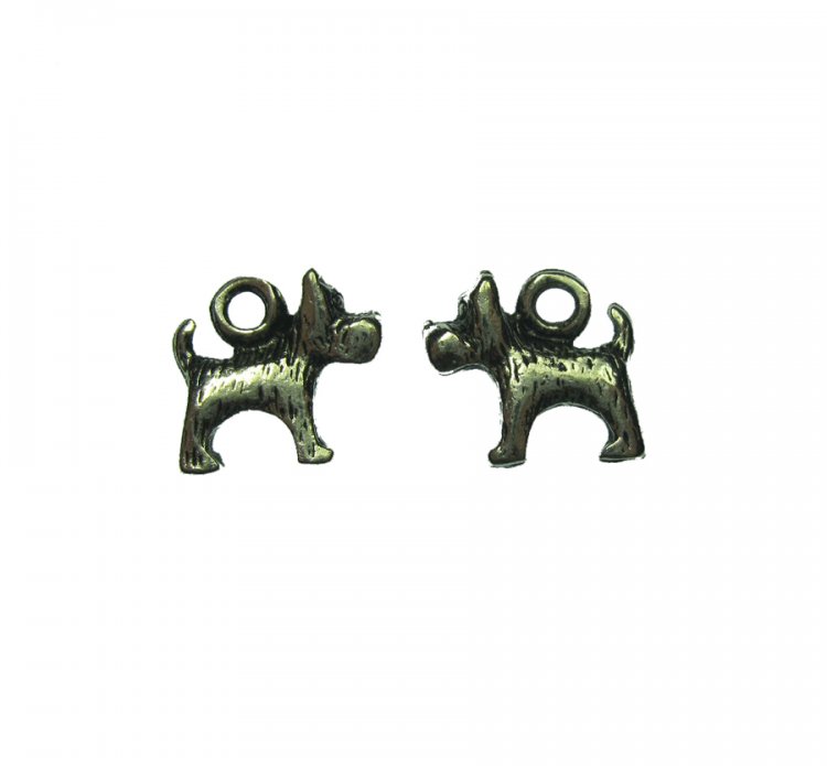 Scottie Dog 3D Silvertone Charms (6) - Click Image to Close