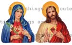 Sacred Heart Vintage Gummed Diecut of Jesus or Mary