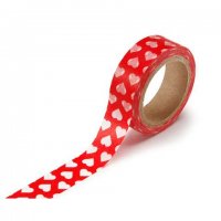 Washi Tape : Red with White Hearts