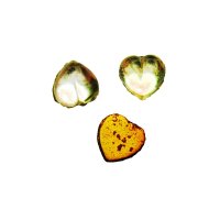 Tiny Foiled Glass Heart Vintage Cabochons (12)