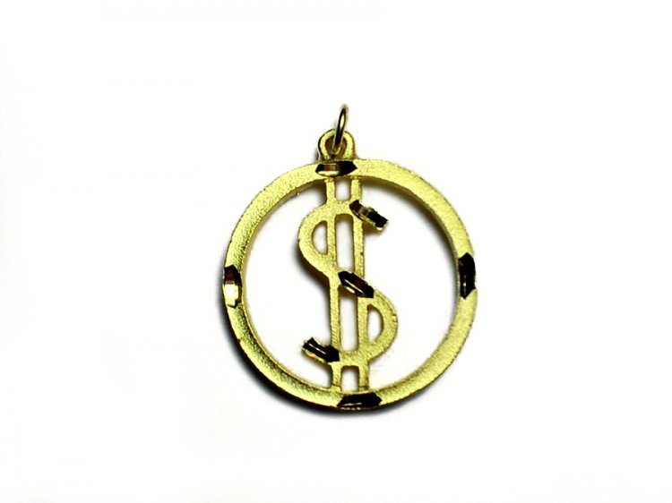 Goldtone $ Dollar Sign $ Vintage Pendant (1) - Click Image to Close