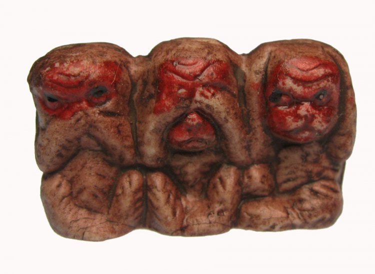 "No Evil" Monkeys Vintage Ceramic Figurine - Click Image to Close
