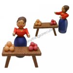 Wooden Vintage German Miniature Woman with Fruit Table