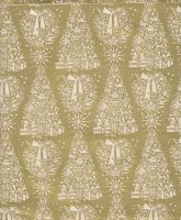 Vintage Gift Wrap Sheet : Christmas Tree Pattern on Gold