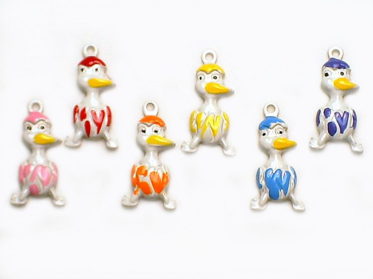 Vintage Enamel Duck Hatchling Charms (2) - Click Image to Close