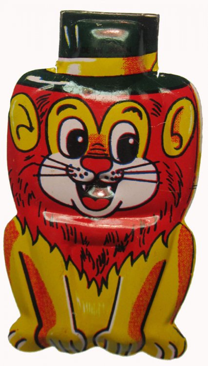 Cute Lion Vintage Tin Litho Clicker - Click Image to Close