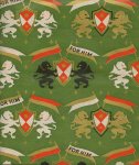 Vintage Gift Wrap Sheet : Griffins + Flags + Crests FOR HIM