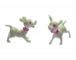 White Cartoony Dogs with Pink Eyes Vintage Miniatures (4)