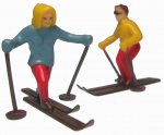 Skiing Couple Miniature Set