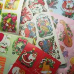 Assorted Sheets of Vintage Christmas Gummed Seal Stickers