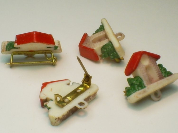 Little House Vintage Brooch Pins with Charm Loop (1) - Click Image to Close
