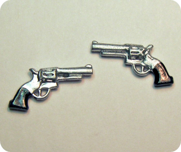 Tiny Six Shooter Pistols (2) - Click Image to Close
