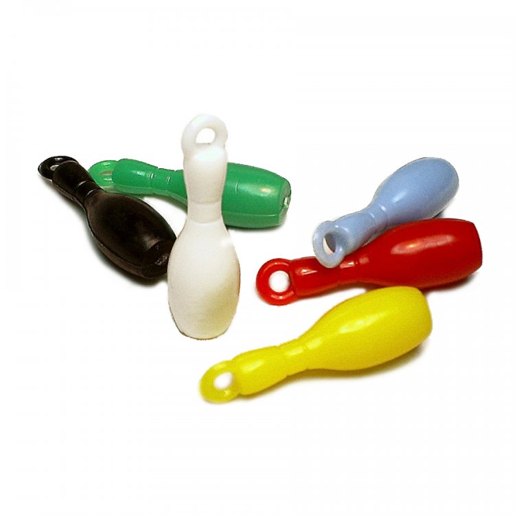 Bowling Pin Plastic Charms (8) - Click Image to Close