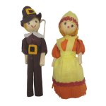 Vintage 2pc Pilgrim Couple Cornhusk Figure Picks