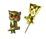 Golden Owl Gumball Vintage Brooch Pin