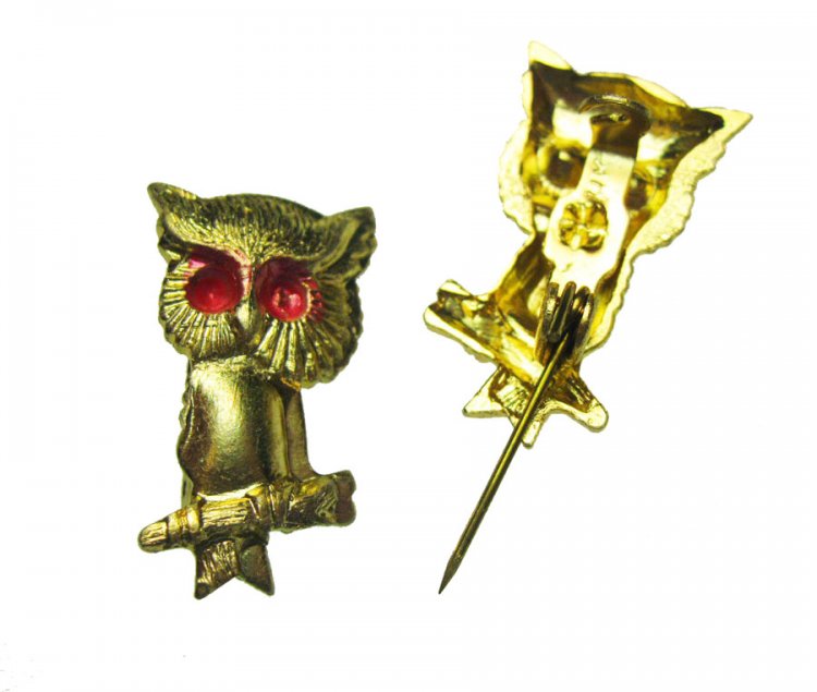 Golden Owl Gumball Vintage Brooch Pin - Click Image to Close