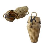 Woven Basket with Lid Vintage Miniature (1)