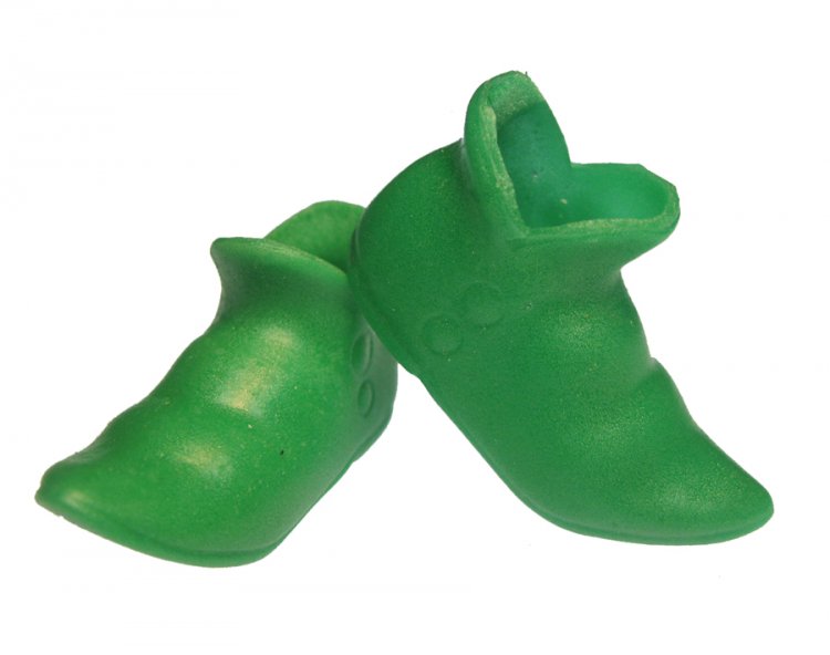 Pair of Vintage Green Elf Boots Plastic Doll Shoes - Click Image to Close