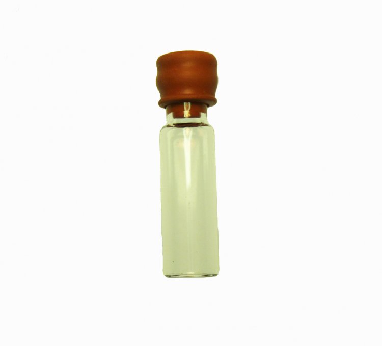 Vintage Glass Vial Bottles with Rubber Cap (2) - Click Image to Close